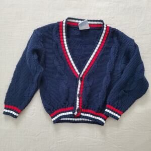 Vintage Navy Cable Knit Cardigan 3t